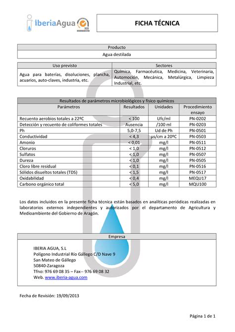 desionizador para autoclave|FICHA TÉCNICA AGUA DESIONIZADA .